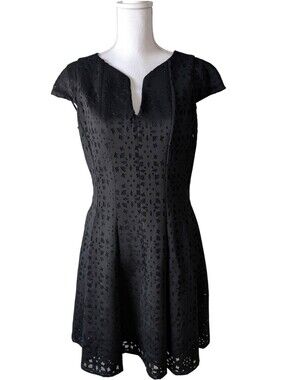 NWT Julia Jordan Black Eyelet Fit-and-Flare Dress